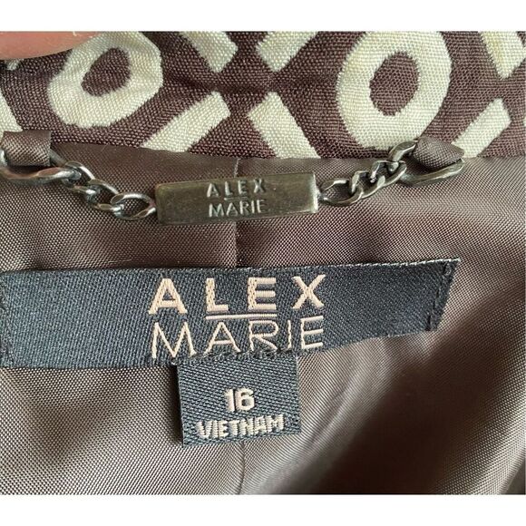 Alex Marie Espresso/Cream Cropped Jacket Sz. 16 Professional Office Spring - Picture 9 of 10